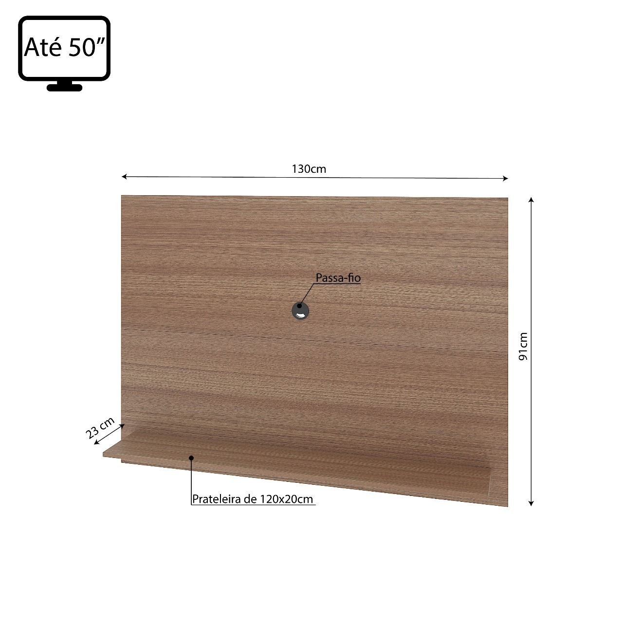 Painel para TV até 50 Polegadas 130cmx91cm 1 Prateleira Columbia Espresso Móveis - Imagem 3