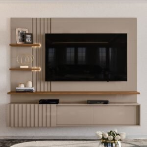 Painel Ripado para TV até 65 Polegadas com LED 2 Portas 167,5x200cm Atena