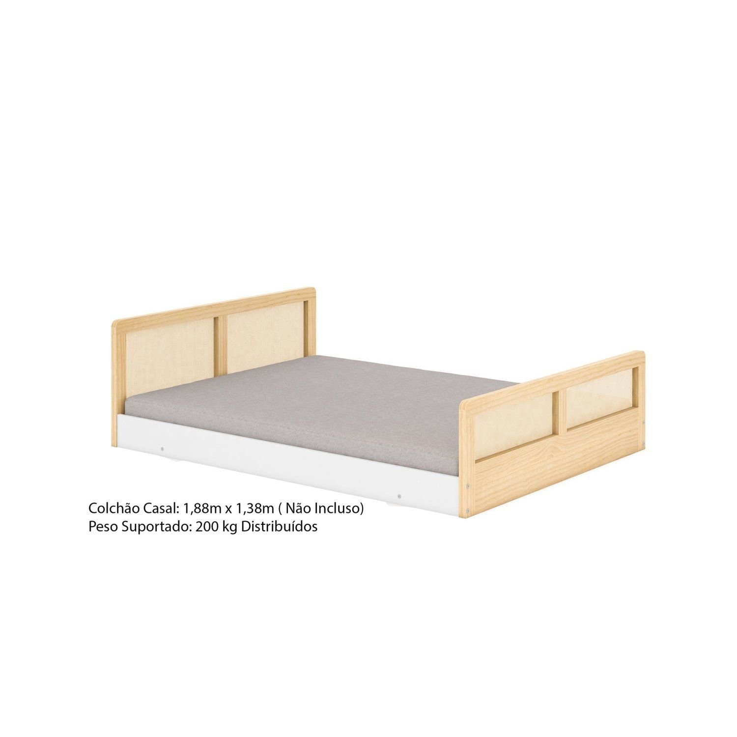 Cama Infantil Montessoriano Casal Lift em Madeira Maciça com Rattan Casatema - Imagem 6