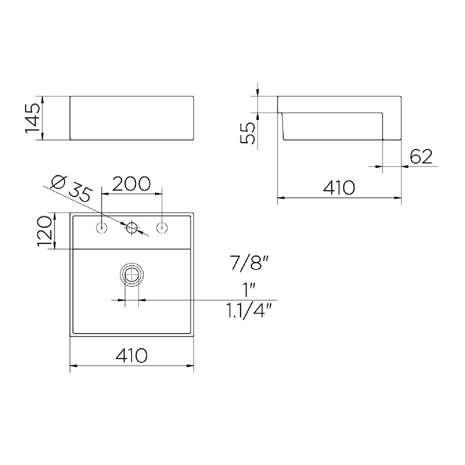 Cuba Semi Encaixe Quadrada Com Mesa 41cmx41cm Luxo Docol - Imagem 2