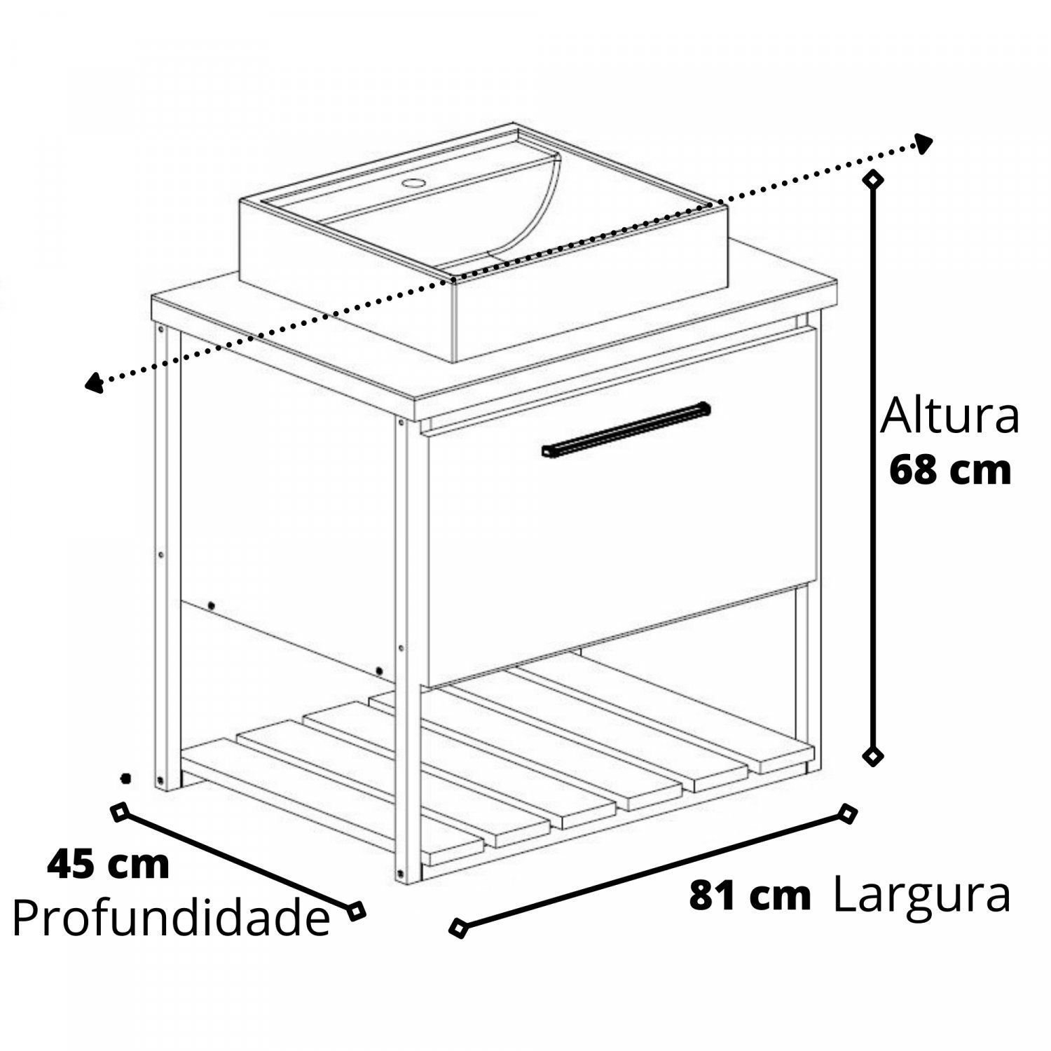 Gabinete para Banheiro com Cuba 80cm Palermo - Imagem 3