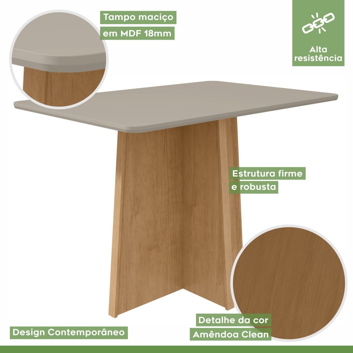 Mesa de Jantar Retangular 4 Lugares Celebrare Móveis Lopas - Imagem 3