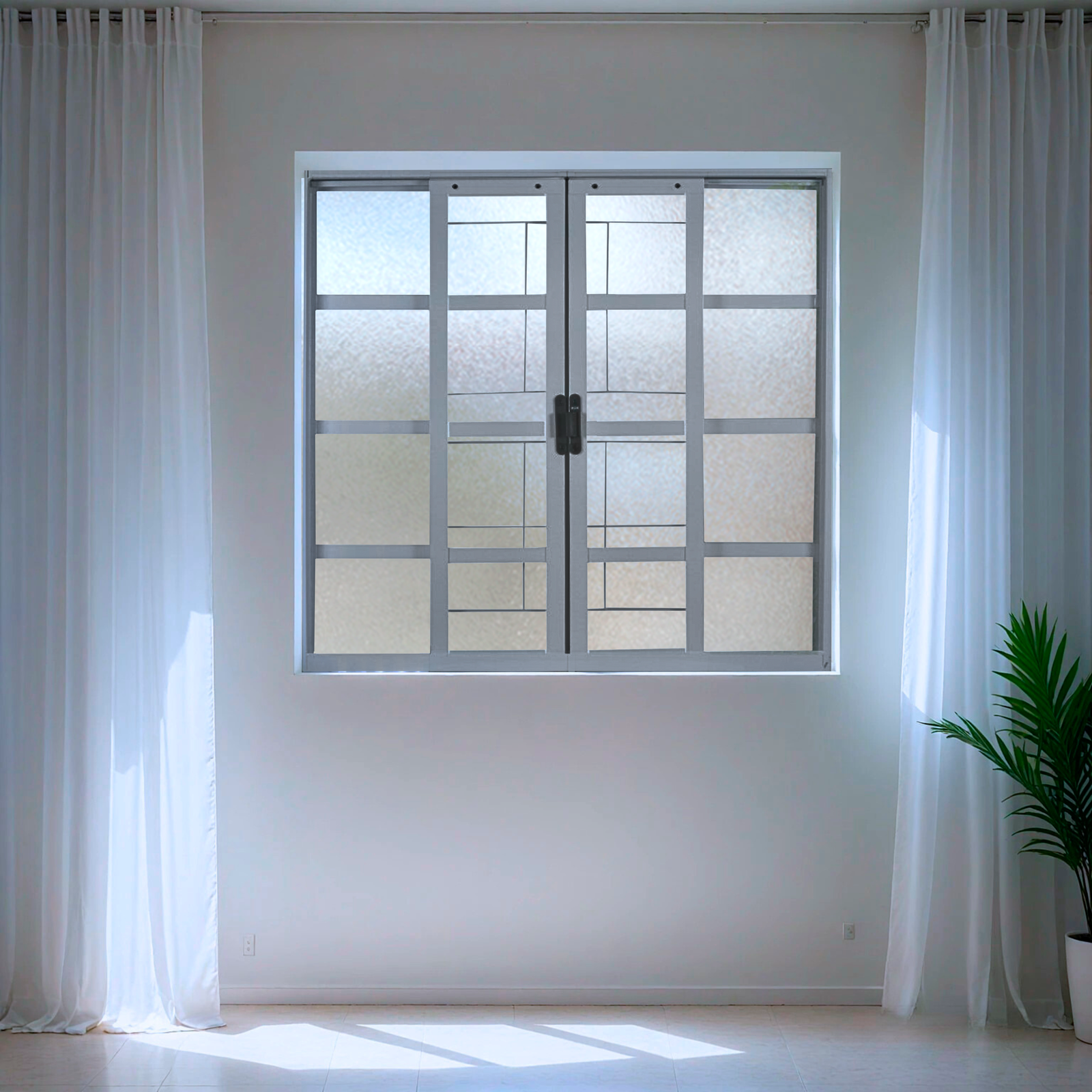 Janela de Aço de Correr 100x120cm 4 Folhas com Grade Minas Sul Mgm - Imagem 9