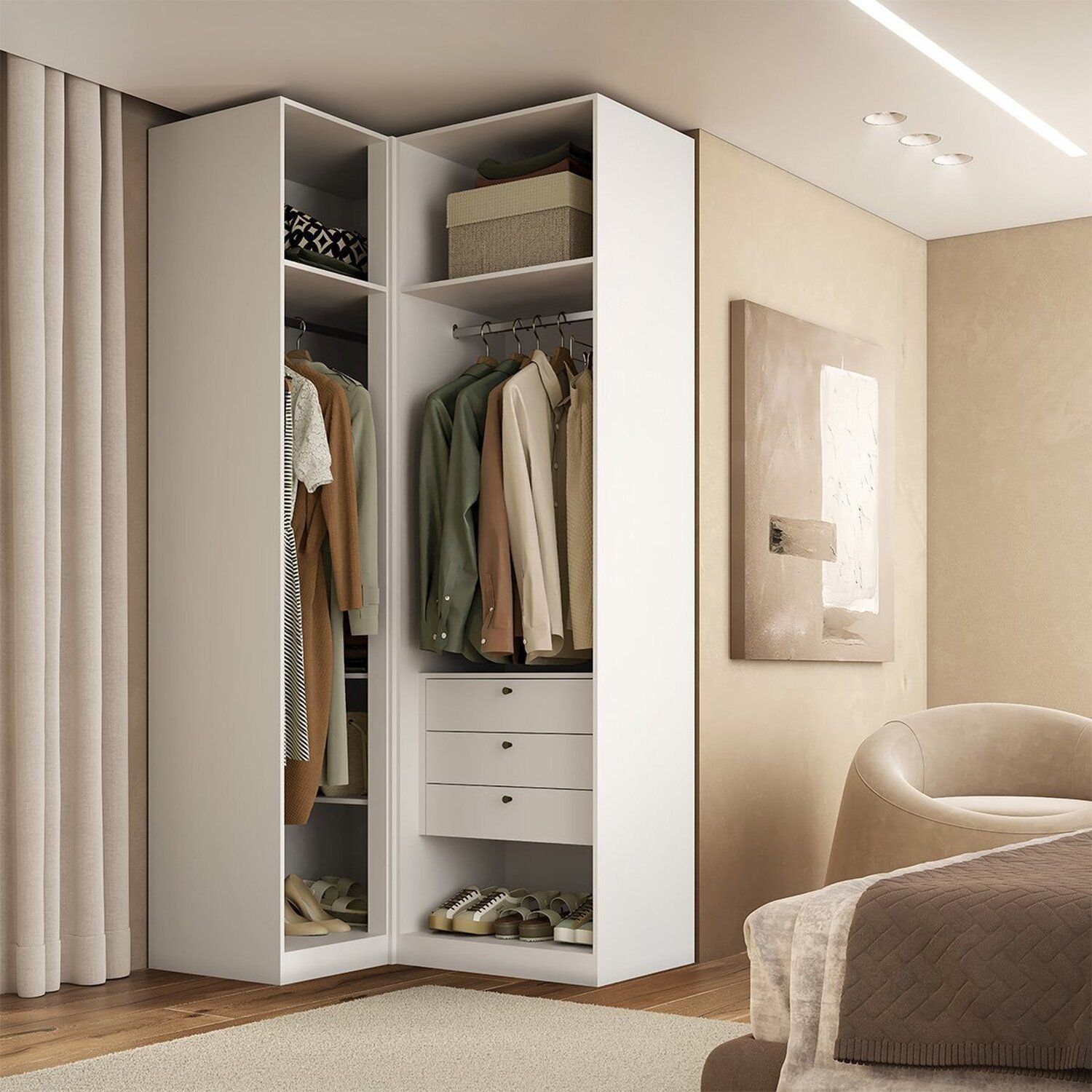 Guarda-Roupa de 3 Portas Canto Reto 100% MDF Branco Altezza Trend - Imagem 3
