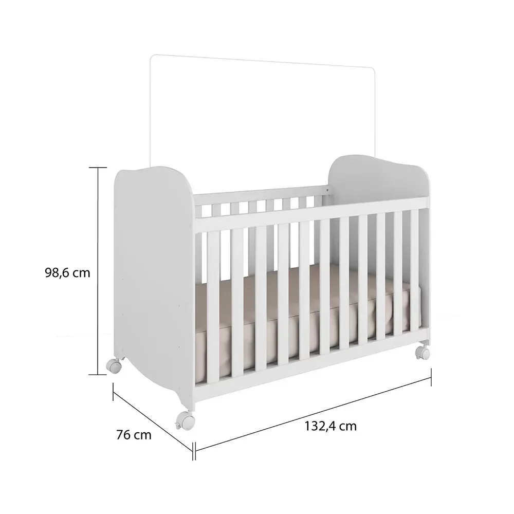 Quarto de Bebê Completo com Guarda Roupa 4 Portas com Janelas Cômoda e Berço 100% MDF Mimo Espresso Móveis - Imagem 6