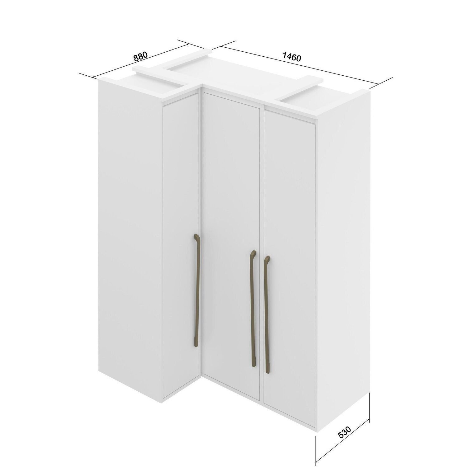 Guarda-Roupa de Canto Reto 3 Portas com Espelho 100% MDF Moldure - Imagem 5