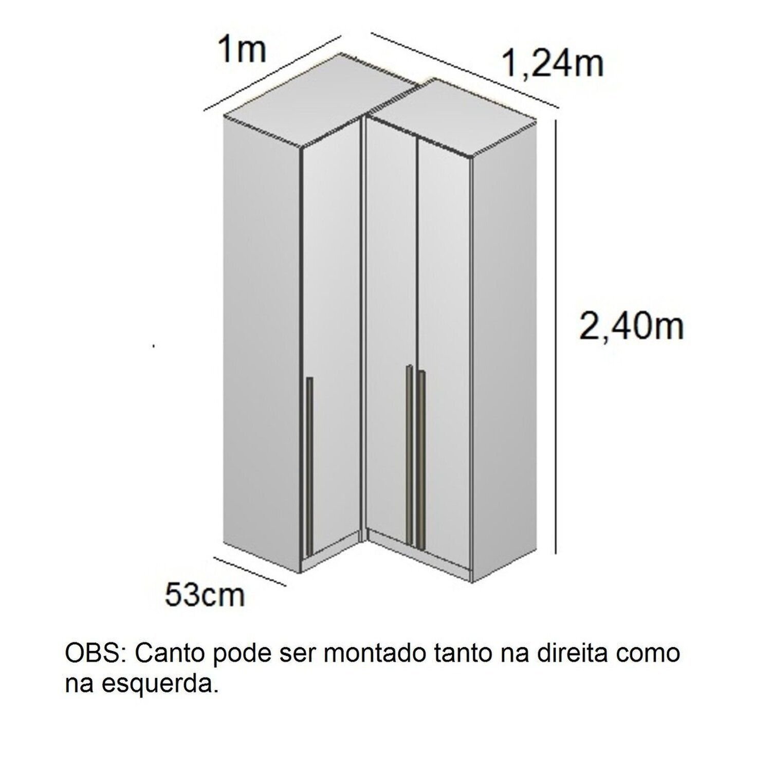 Guarda-Roupa de 3 Portas Canto Reto 100% MDF Branco Altezza Trend - Imagem 4