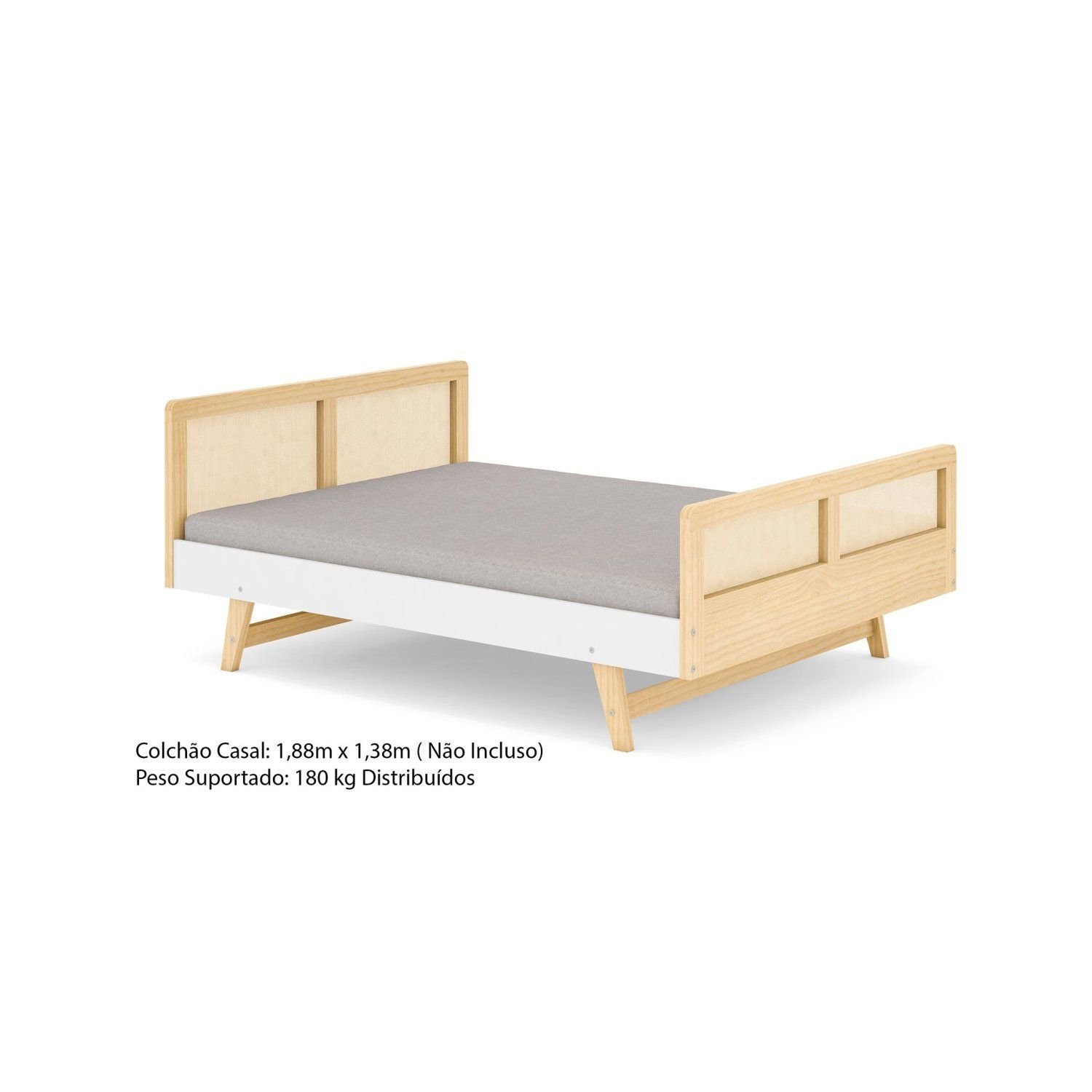Cama Infantil Montessoriano Casal Lift em Madeira Maciça com Rattan Casatema - Imagem 8