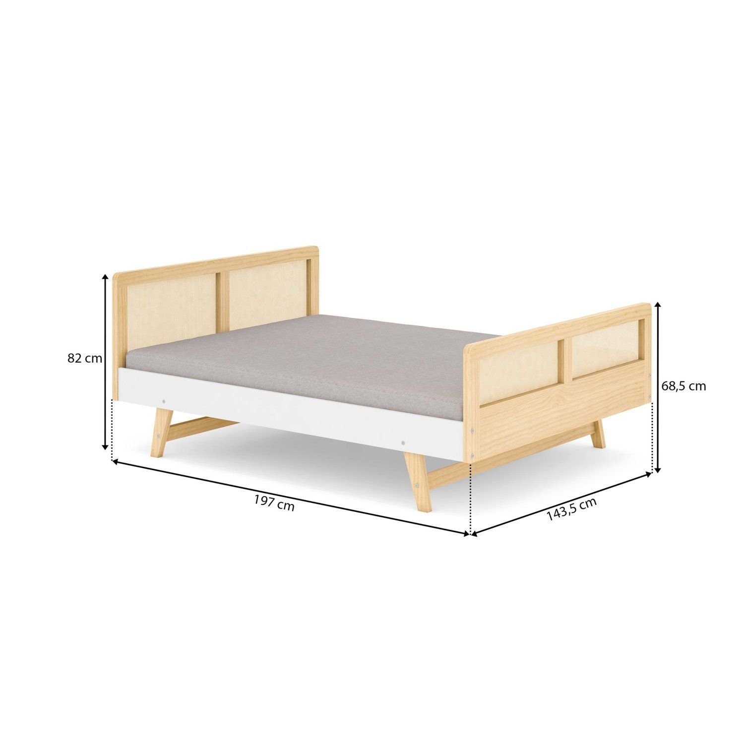 Cama Infantil Montessoriano Casal Lift em Madeira Maciça com Rattan Casatema - Imagem 3