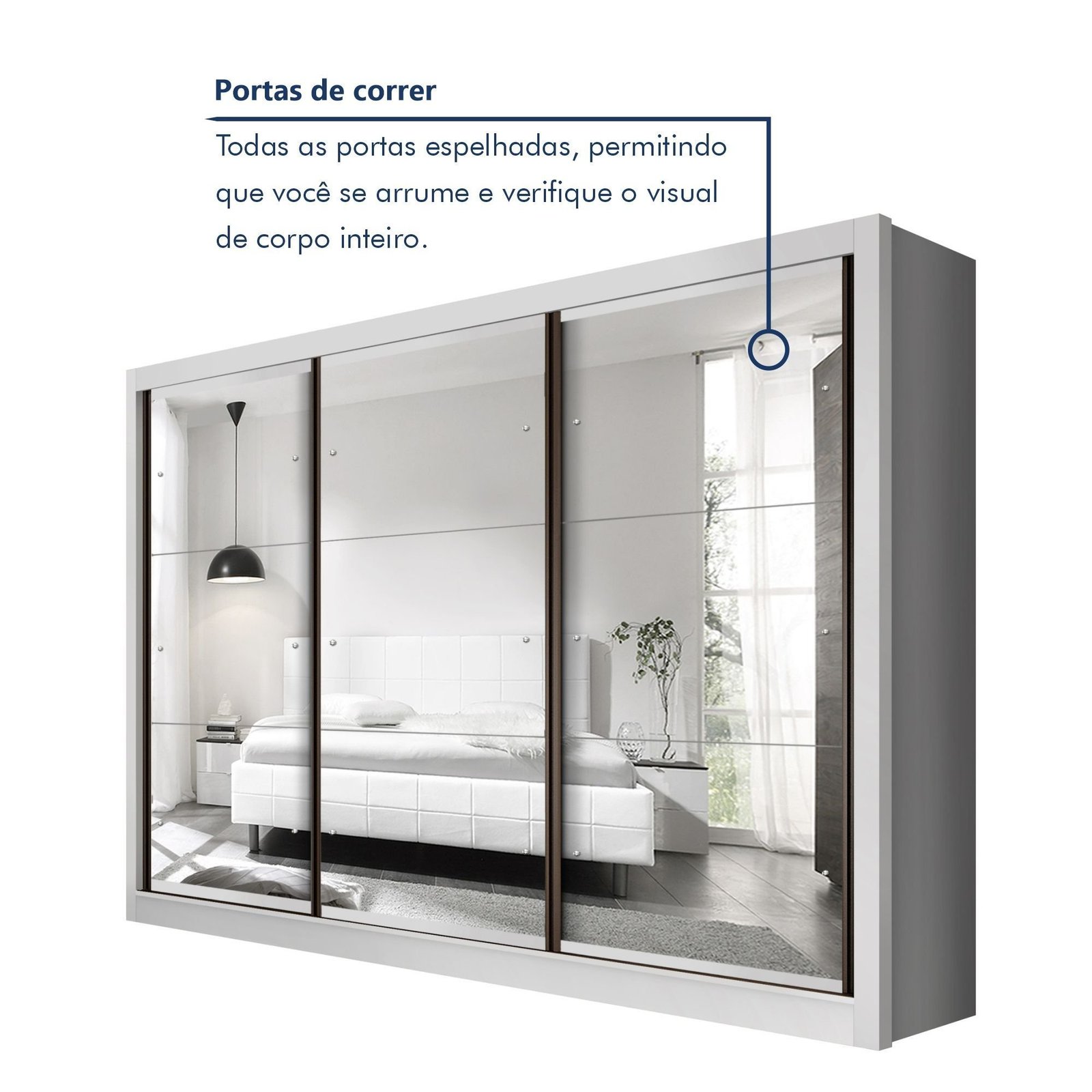 Guarda Roupa Casal Premium Lux 242cm com Espelho 3 Portas 6 Gavetas - Imagem 4